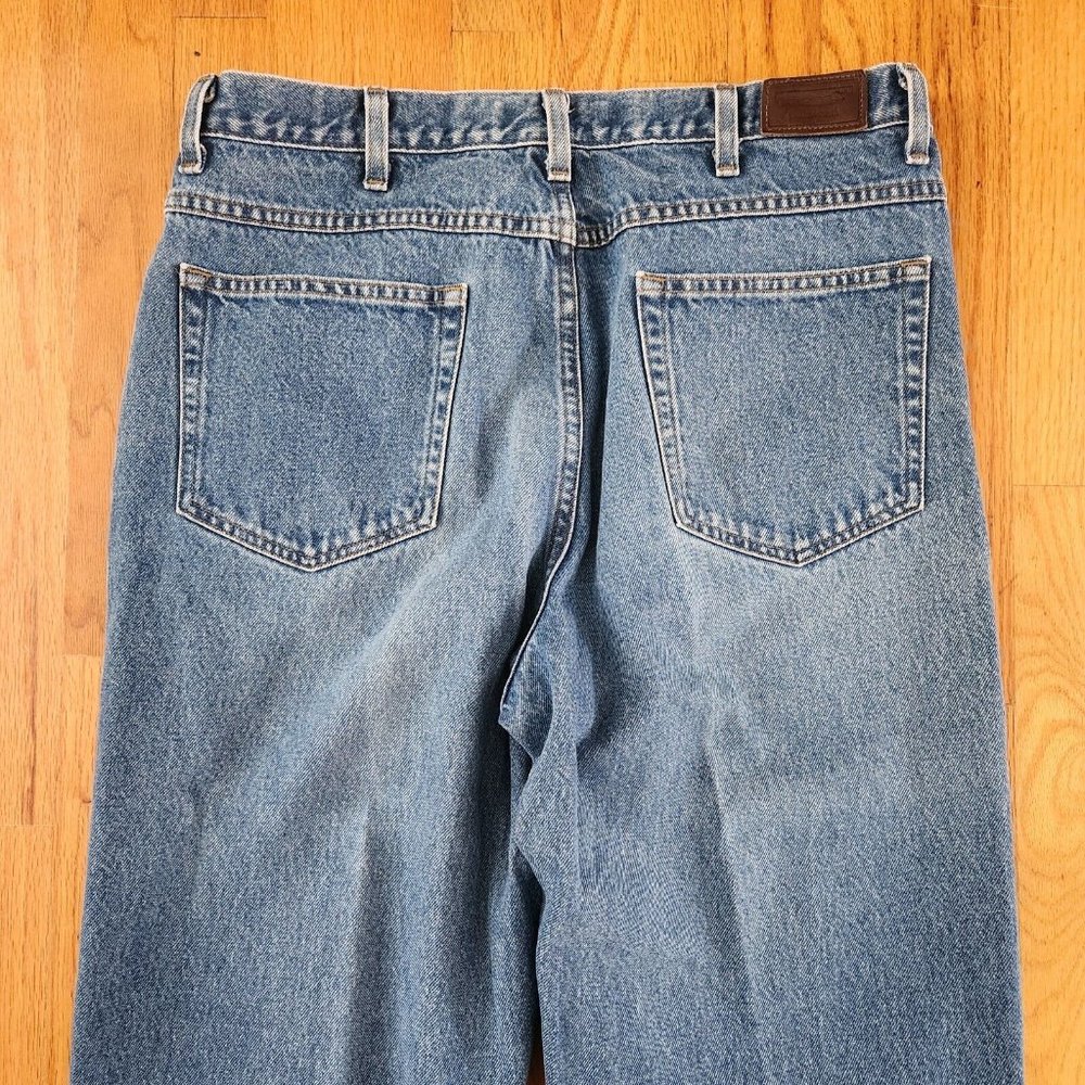 LL Bean Pants Mens tagged 37x34 measures 36x33.5 Double L Blue Denim Jeans - Picture 6 of 8